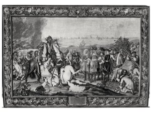 XIV. Lajos (1638-1715) Douai ostrománál, 1667. július, Gobelins Workshop alkotó: Charles attr. to Le Brun