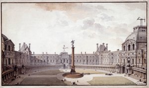 Építészet: projekt a Salon Carre du Louvre újratervezésére. Charles de Wailly építész tintával és tollal készült rajza