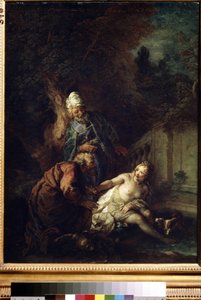 Susanna és a vének. Charles de La Fosse (1636-1716) festménye 1700 után. Olaj, vászon. Barokk művészet. Szépművészeti Múzeum, Puskin, Moszkva
