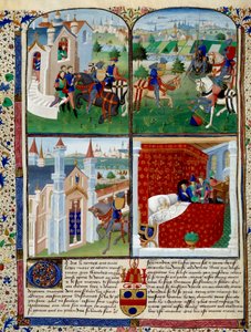 Illusztráció Tristan regényéről: kezdet, torna és halál. Dit De Charles Du Maine mester miniatúrája (kb. 1450 - 1460). Chantilly, Musee Conde