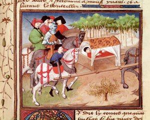 Lucan sebek Tristantól Miniatűr, Charles de Maine mester "" Romanesque du Chevalier Tristan" című könyvéből (Beroul változat)