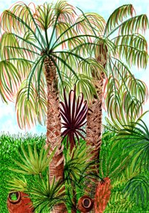 Barcelona Palms, 2017 (ecset tollak) alkotó: Charlotte Orr