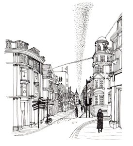 Cornmarket Street, 2019 (toll és tinta) alkotó: Charlotte Orr