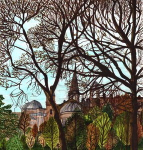 Edinburgh 2020 tavaszán (ecset toll papíron) alkotó: Charlotte Orr