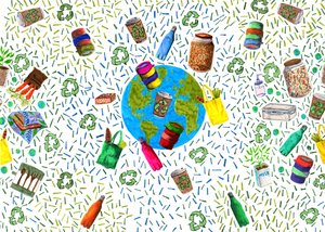 Recycling Bin Design, 2020 (ecset tollak és digitális) alkotó: Charlotte Orr