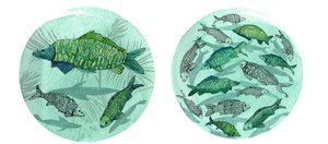 Small Fish Big Pond, 2018 (toll és tinta, akvarell és digitális) alkotó: Charlotte Orr