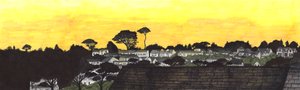 Naplemente a Gylly Beach felett, 2020 (ecset tollak) alkotó: Charlotte Orr