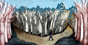 The Road Less Travelled, 2013 (szárazpontos maratás és digitális) alkotó: Charlotte Orr