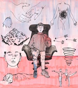 Terápia illusztráció, 2018 (tinta és akril) alkotó: Charlotte Orr