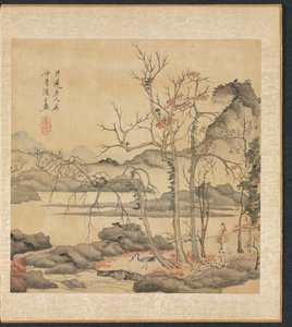 Festmények ókori mesterek után: Daoista és daru az őszi tájban, 1598-1652. alkotó: Chen Hongshou
