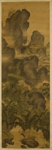 Tornyos hegyek és fantasztikus vízesések, 1600 körül (tinta és szín selyemen) alkotó: Chenglong Zhang