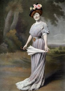 Amelie Dieterle francia komikus Blanche szerepében a "La ponette" című darabban, Párizs, Cheri Rousseau fotója a "Le Theatre" című papírról augusztus 1.