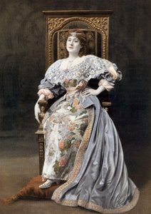 Julia Bartet francia komikus (1854-1941) Marion de Lorme szerepében a "Marion de Lorme" című darabban a párizsi Comedie Francaise-ban, Cheri Rousseau fotója a "Le Theatre" című francia lapból július 1.