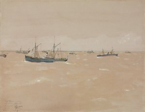 Gyümölcs gőzölős csapást mért Spanyolország partjainál alkotó: Childe Frederick Hassam