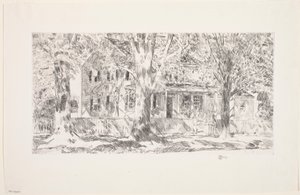Ház a Main Streeten, East Hamptonban alkotó: Childe Frederick Hassam