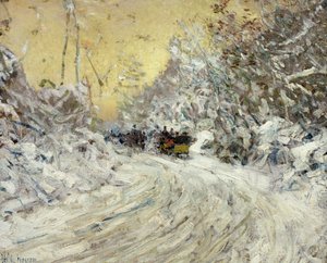 Szánkózás a Central Parkban (olaj, vászon) alkotó: Childe Frederick Hassam