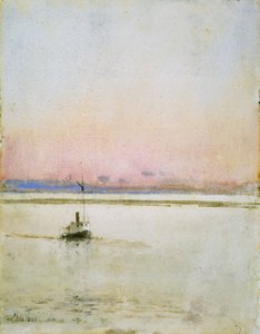 Naplemente (akvarell papíron) alkotó: Childe Frederick Hassam