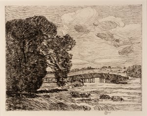 Híd Old Lyme-ban alkotó: Childe Hassam