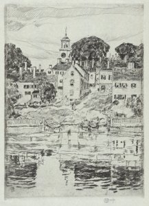 Templomtorony, Portsmouth, 1921 alkotó: Childe Hassam