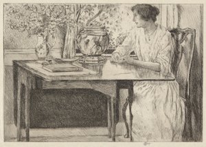 Colonial Table, Cos Cob, 1915 alkotó: Childe Hassam