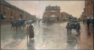 Frederick Childe Hassam (1859–1935). Esős nap Bostonban, 1885. Olaj, vászon.