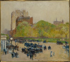 Tavaszi reggel a város szívében alkotó: Childe Hassam