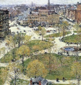 Union Square in Spring, 1896. Művész: Frederick Childe Hassam alkotó: Childe Hassam