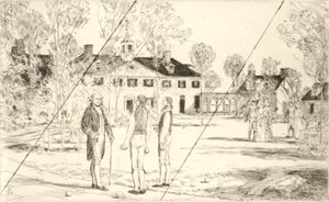 Washington Mount Vernonban (törölt lemez George Washington kétszázadik évfordulójának ünnepi felvonulása című portfólióból) alkotó: Childe Hassam