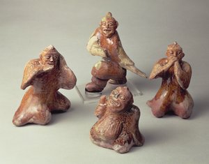 Négy előadóból álló korai kínai fazekas csoport, síremlék, Han-dinasztia, i.sz. 25-220 (kerámia)
