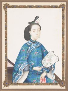 Howqua feleségének bekeretezett portréja, 1850-70 körül alkotó: Chinese School