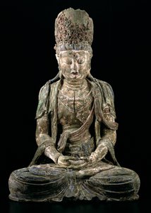 Nagy, ülő bodhiszattva meditációban, Jin-dinasztia (1115-1234) (fa és pigment) (lásd: 206545)