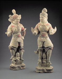 Lokapala figurapár, Tang-dinasztia (618-907) (cserép)