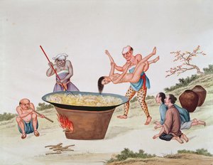 Nőt forró vízbe meríteni (wc papíron) alkotó: Chinese School