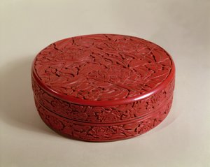 Pünkösdi rózsával díszített piros lakkdoboz, 1426-27 (fa)