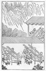 Zománcos festőstúdió a porcelángyártásról szóló illusztrációsorozatból (a teljes sorozatot lásd a 384116 és a 384117 számokban) alkotó: Chinese School