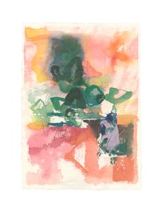Absztrakt kompozíció, szerves/szervetlen sorozat, 2021 (akvarell, gouache, szén és kollázs akvarellpapírra) alkotó: Ching Fun Tso