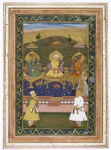 Akbar, Jahangir és Shah Jahan császárok minisztereikkel és Dara Shikoh herceggel, 1630-40 alkotó: Chitarman