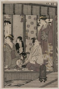 Morning Glory a Genji meséje című sorozatból elegáns modern ruhában, c. 1790. alkotó: Chobunsai Eishi