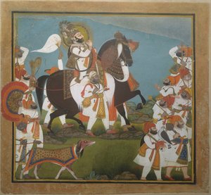 Maharana Bhim Singh és kísérete vadászatra indul, kb. 1805-10.