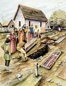 Viking temetkezés a templomkertben, York, Yorkshire, 10. század, 2000 körül alkotó: Chris Evans