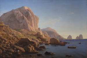 Sziklás part, Capri. Napkelte után