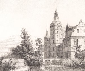 Frederiksborg kastély. Részlet a Pénzverde hídjánál alkotó: Christen Købke