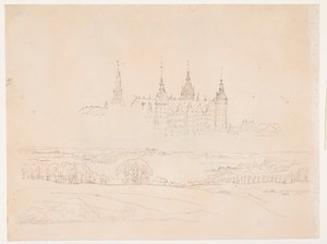 Tanulmány a Glyptotek "Őszi táj. Frederiksborg kastély a középső térben" című művéhez alkotó: Christen Købke