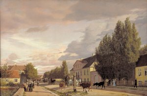 Kilátás a Koppenhágán kívüli Østerbro utcára. Reggeli fény, 1836