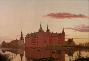 Frederiksborg palota a Jægerbakken felől nézve, este