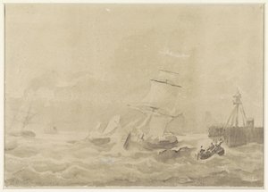 Kavargó tenger vitorlás hajókkal alkotó: Christiaan Cornelis Kannemans