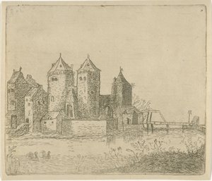 Kilátás a várra egy árokkal alkotó: Christiaan Friedrich Ruppe