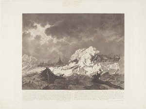 Kilátás az Ysgangra és a Dykbreakre Vuurennél Gorcumnál, 1799. február 22-én / Vue des Glaces qui S