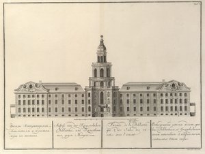 Birodalmi Könyvtár és Kunstkammer Kezdő: A Birodalmi Tudományos Akadémia épülete, 1741 alkotó: Christian Albrecht Wortmann