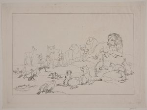Az állatok összeállítása. Illusztráció: "Reinike Fuchs" alkotó: Christian David Gebauer
